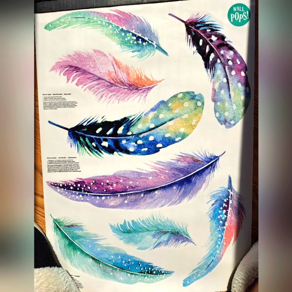NIP Wall Pops Celestial Feathers Wall Art Kit